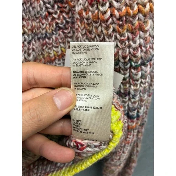 Free People Cardigan Women’s Multi Knit Wool Blend Pullover Neon Trim XS NWT